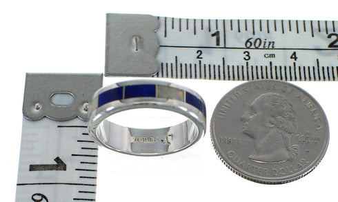 Southwestern Sterling Silver Lapis And Opal Inlay Ring Size 5-3/4 RX59112